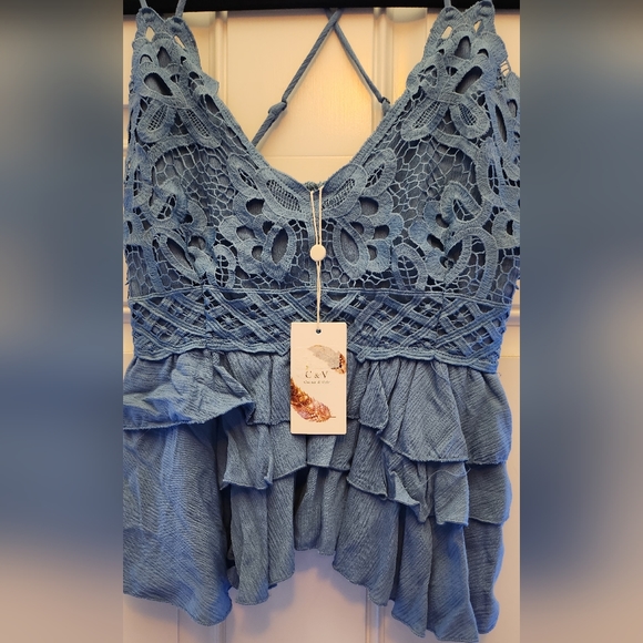 Chelsea & Violet Tops - *NWT* Chelsea & Violet Grp Sea Faded Denim Top